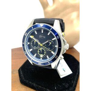 Lacoste Men's Watch 2011361 Quartz Chronograph Blue Dial Black Rubber Strap 43mm